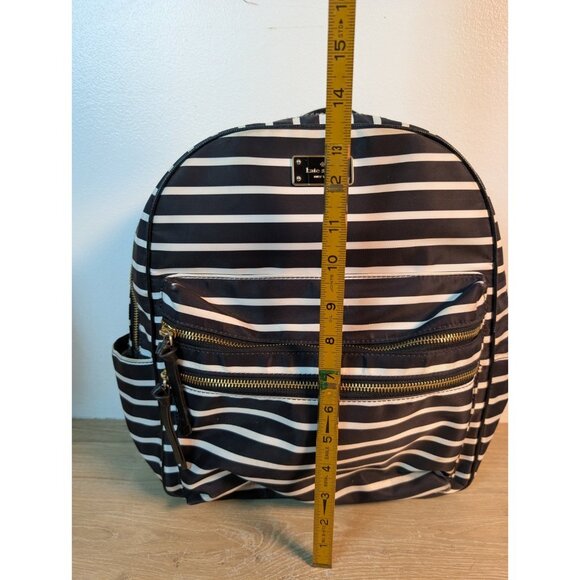 Kate Spade NY Wilson Road Bradley Black White French Stripe Backpack Purse 14" - Picture 8 of 8